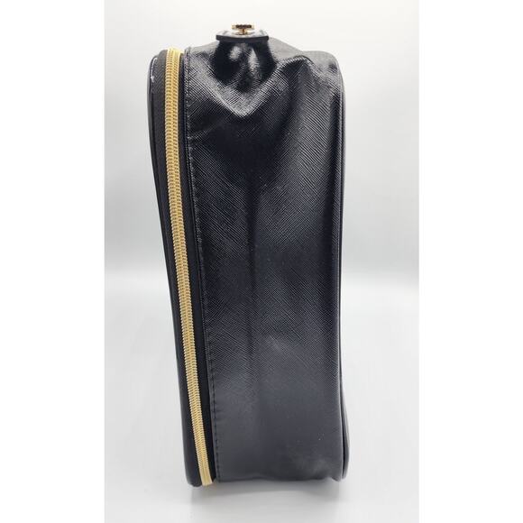 Lancome Paris Black & Gold Square Zip Around Cosmetic Bag Travel Case w/ Handle - Picture 5 of 10